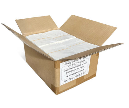 4" x 6" Direct Thermal Labels - Fanfold - 4,000 Labels/Case