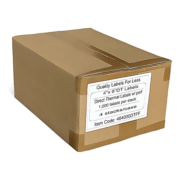 4" x 6" Direct Thermal Labels - Fanfold - 4,000 Labels/Case